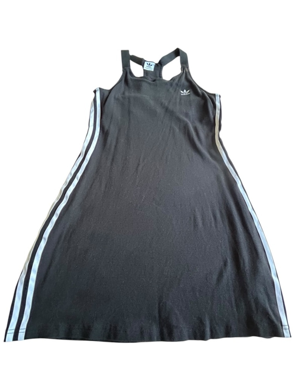 adidas Black Tank Dress with Sport Bra and White Side Stripes - M